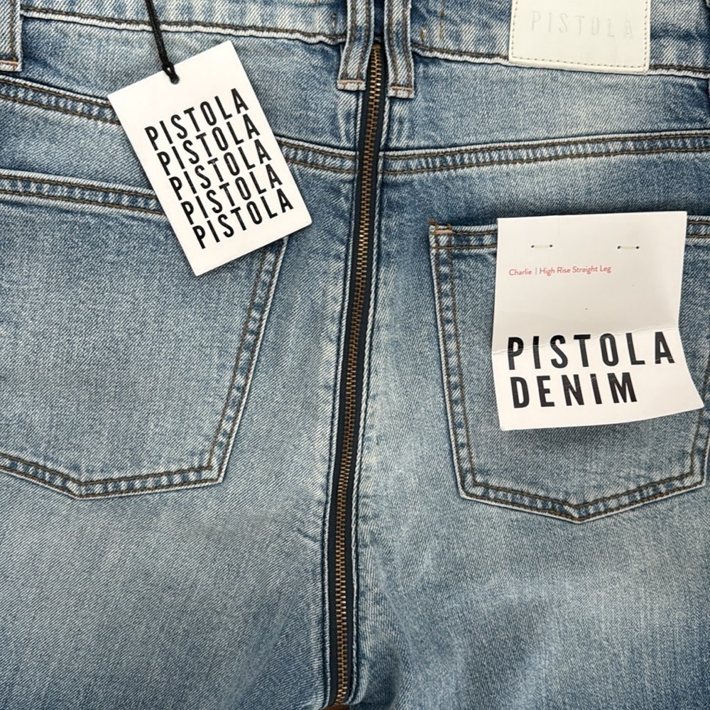 NWT Pistola Denim Charlie High Rise Straight Leg Jean Zip Around Size 28 - Picture 4 of 9